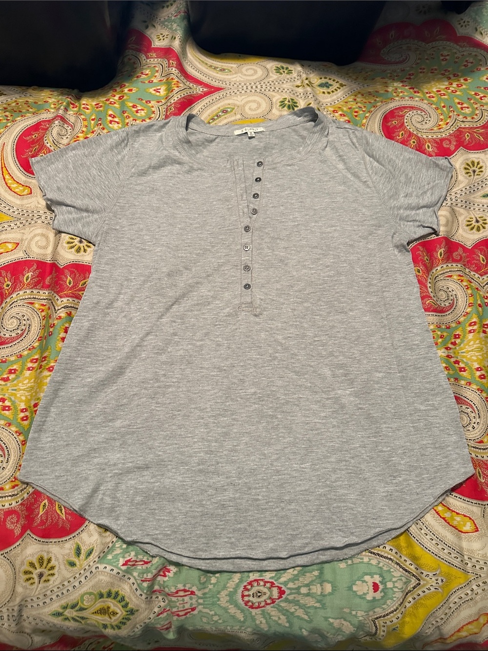 Z Supply Light Gray Short Sleeve Henley Tee